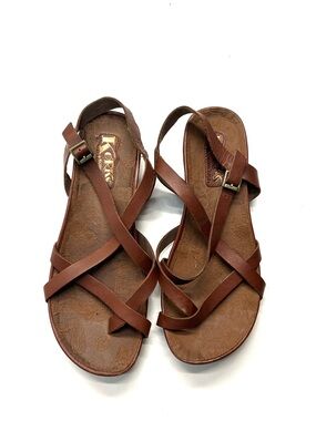 Kork-Ease Women's Chestnut Brown Leather Strappy Sandals